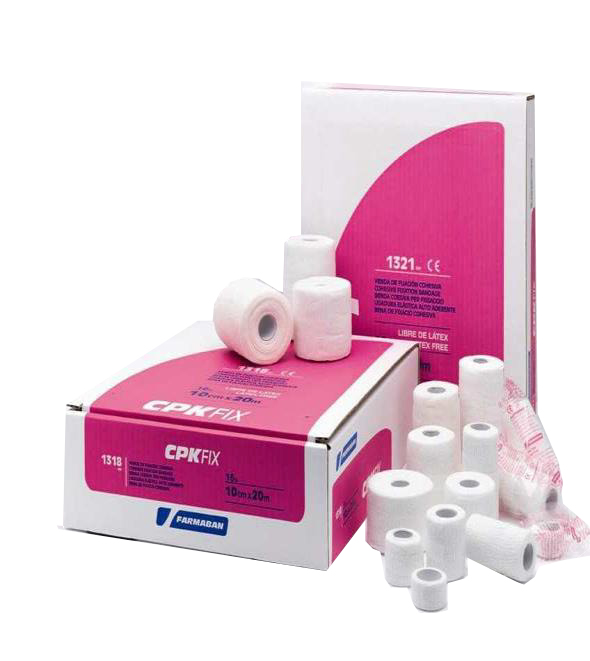 FARMABAN CPK FIX LATEX FREE 10CM X 20M BENDA ELASTICA COESIVA DI FISSAZIONE LATEX FREE DISPENSER BOX 16 PEZZI - Parafarmacia Mostacciano