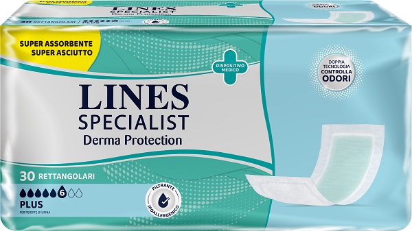 PANNOLONE PER INCONTINENZA LINES SPECIALIST DERMA RETTANGOLARE 30 PEZZI - Parafarmacia Mostacciano