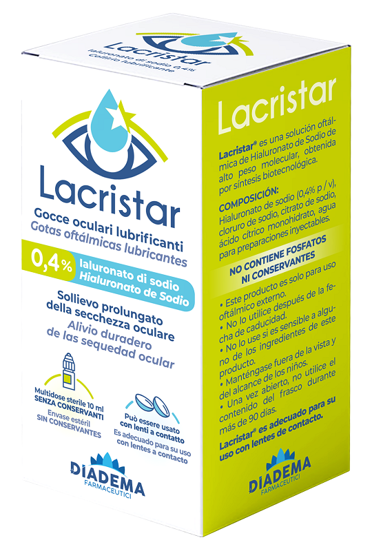 LACRISTAR GOCCE OCULARI LUBRIFICANTI 0,4% IALURONATO DI SODIO MULTIDOSE 10 ML - Parafarmacia Mostacciano