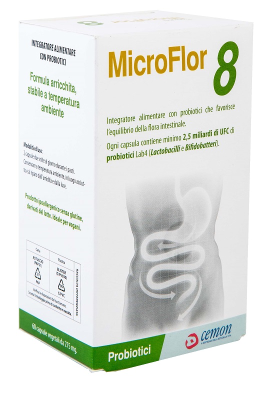 MICROFLOR 8 60 CAPSULE VEGETALI NO FRIGO - Parafarmacia Mostacciano