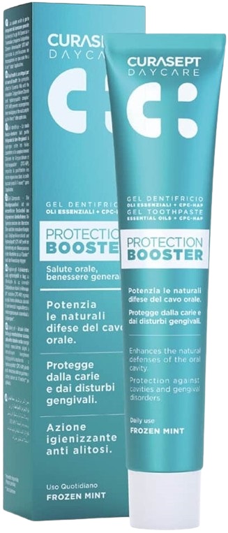 CURASEPT DAYCARE DENTIFRICIO PROTECTION BOOSTER FROZEN MINT 75 ML - Parafarmacia Mostacciano