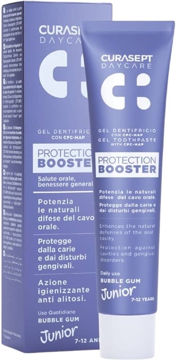 CURASEPT DAYCARE DENTIFRICIO PROTECTION BOOSTER JUNIOR 50 ML - Parafarmacia Mostacciano