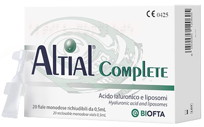 SOLUZIONE OFTALMICA LUBRIFICANTE ALTIAL COMPLETE 4 STRIP DA 5 FLACONI DA 0,5 ML - Parafarmacia Mostacciano