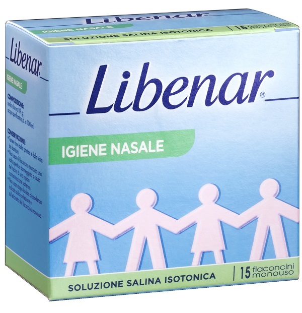 SOLUZIONE SALINA ISOTONICA 0,9% LIBENAR PER IGIENE NASALE 15 FLACONCINI MONOUSO X 5 ML - Parafarmacia Mostacciano
