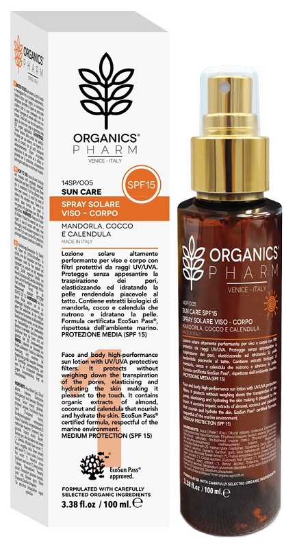 ORGANICS PHARM SUN CARE SPRAY SOLARE VISO-CORPO SPF15 100 ML - Parafarmacia Mostacciano