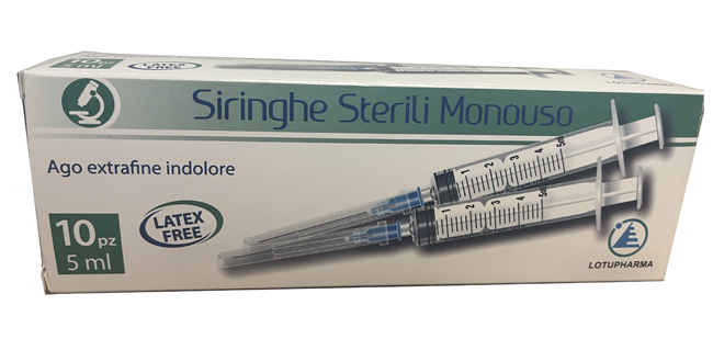 SIRINGA STERILE MONOUSO DA 5 ML LOTUPHARMA 10 PEZZI - Parafarmacia Mostacciano