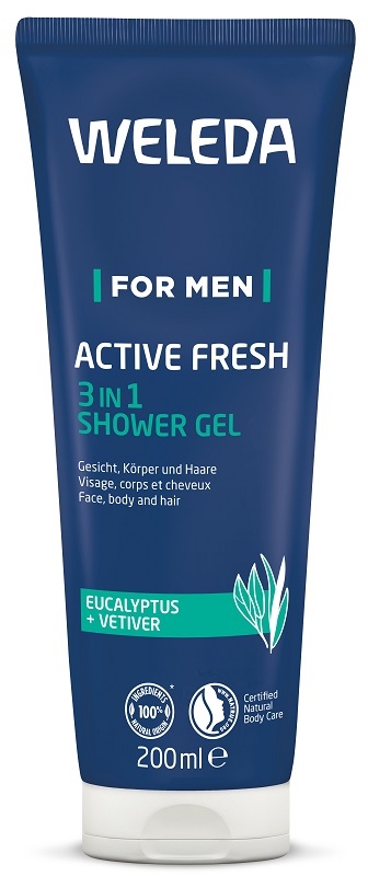 WELEDA FOR MEN ACTIVE FRESH 3IN1 SHOWER GEL 200 ML - Parafarmacia Mostacciano