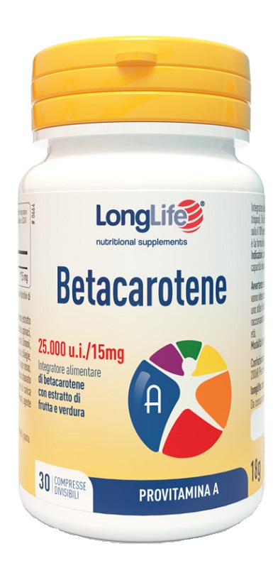 LONGLIFE BETACAROTENE 25000UI 30 COMPRESSE DIVISIBILI SENZA GLUTINE - Parafarmacia Mostacciano